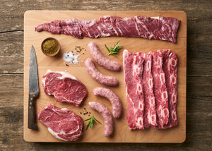 Pack BBQ ARGENTINA [1a entraña a 15,95€/Kg., 4 tiras de churrasco a 14,85€/Kg., 2 bifes anchos a 21,45€/Kg. y 4 criollos a 10,18€/Kg.]